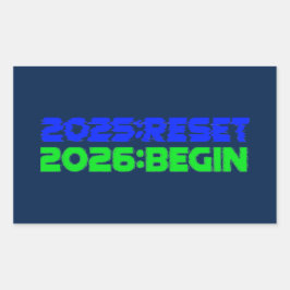 Rectangular Pegatina 2025:REINICIAR/2026:COMENZAR