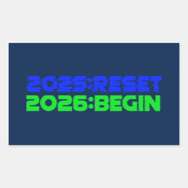 Rectangular Pegatina 2025:REINICIAR/2026:COMENZAR (Anverso)