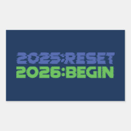 Rectangular Pegatina 2025:REINICIAR/2026:COMENZAR