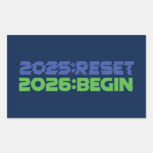 Rectangular Pegatina 2025:REINICIAR/2026:COMENZAR