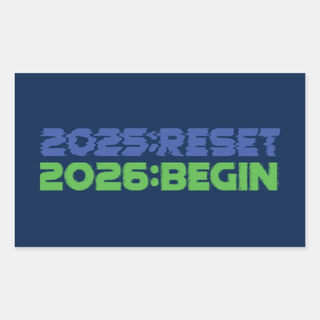 Rectangular Pegatina 2025:REINICIAR/2026:COMENZAR (Anverso)