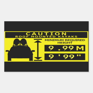 Rectangular Pegatina amonestador de la altura del kajak