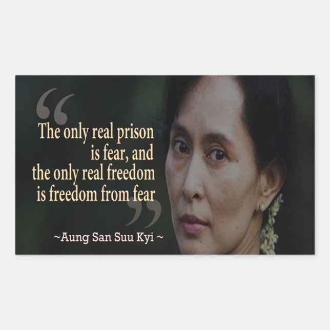 Rectangular Pegatina Aung San Suu Kyi (Anverso)