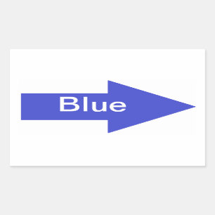 Rectangular Pegatina azul del Rótulo de la flecha