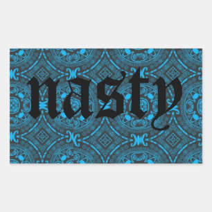 Rectangular pegatina azul desagradable