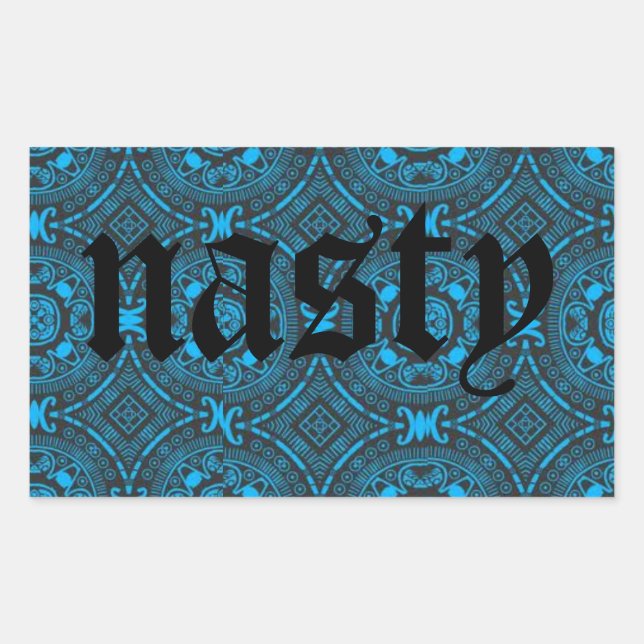 Rectangular pegatina azul desagradable (Anverso)