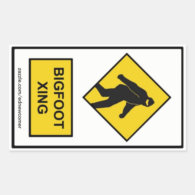 Rectangular Pegatina Bigfoot Xing (Blanco) (Anverso)