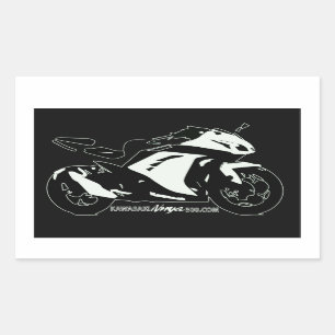 Rectangular Pegatina blanco y negro del foro de Ninja 300