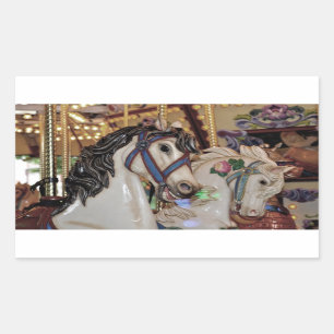 Rectangular Pegatina bonito de los caballos del carrusel