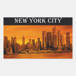 Rectangular Pegatina ciudad de Nueva York Manhattan