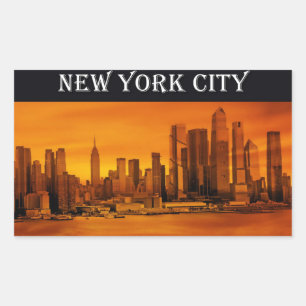 Rectangular Pegatina ciudad de Nueva York Manhattan