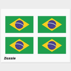 Rectangular Pegatina Clásica de la Bandera de Brasil Diseño Pa