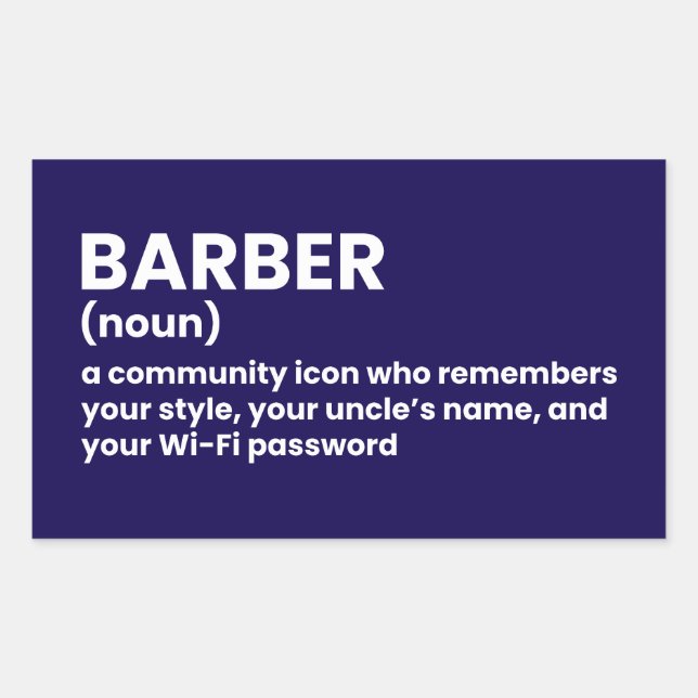 Rectangular Pegatina clásico de definición de barbero (Anverso)