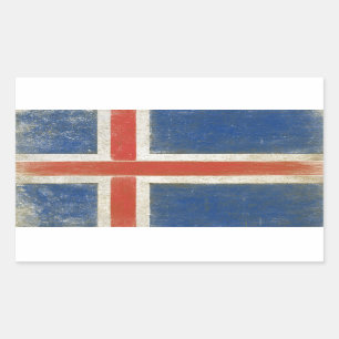 Rectangular Pegatina con la bandera apenada de Islandia