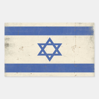 Rectangular Pegatina con la bandera de Israel en peligro de Gu