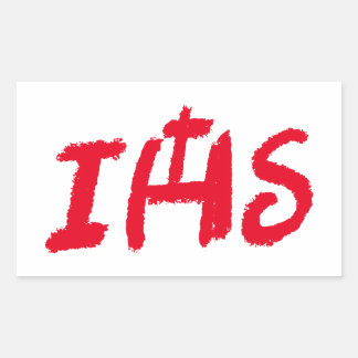 Rectangular Pegatina con monograma IHS