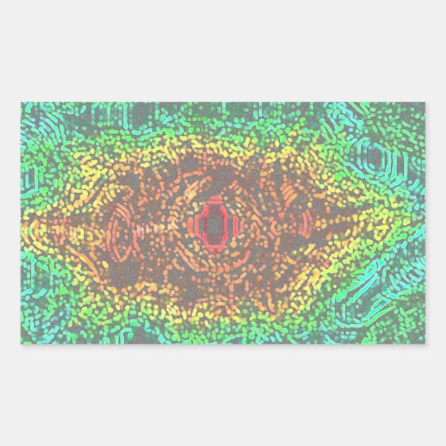 Rectangular Pegatina con patrones de arcoiris (Anverso)