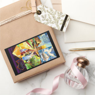 Rectangular Pegatina cristiano del árbol de la vida de Pascua