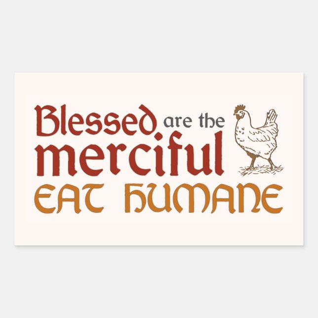 Rectangular Pegatina cristiano "Eat Humane" (Anverso)