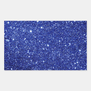 Rectangular Pegatina cuadrado clásico de Purpurina azul