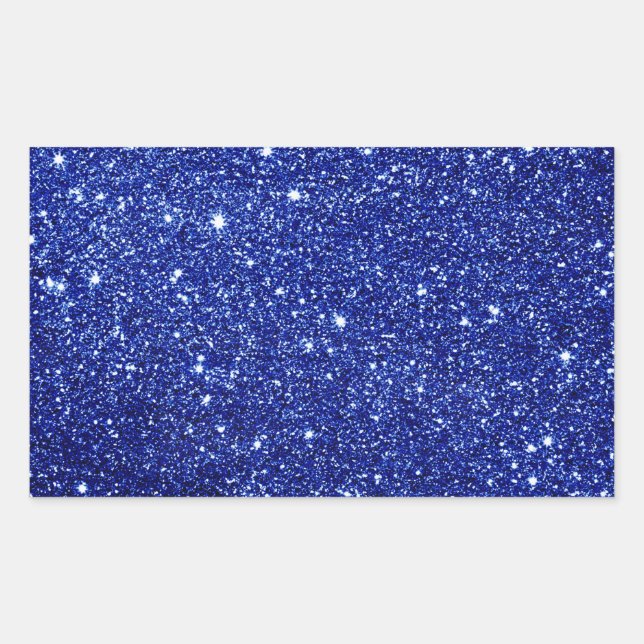 Rectangular Pegatina cuadrado clásico de Purpurina azul (Anverso)