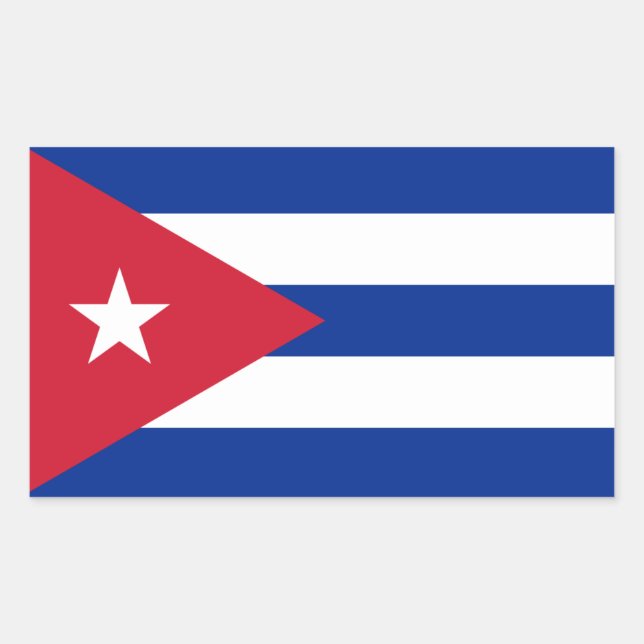Rectangular Pegatina cubano de la bandera (Anverso)