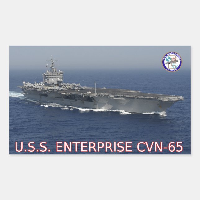 Rectangular PEGATINA CVN-65 de USS Enterprise (Anverso)