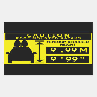 Rectangular Pegatina de advertencia de altura de Kayak