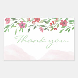 Rectangular Pegatina de agradecimiento floral 🌸