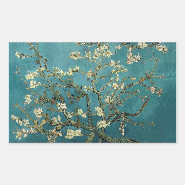 Rectangular Pegatina de Almond Blossom (Anverso)