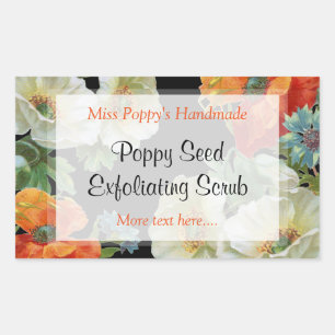 Rectangular Pegatina de amapola con jabón personalizado o Nara