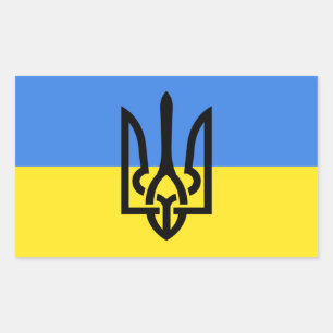 Rectangular Pegatina de apoyo a Ucrania Escudo de armas ucrani
