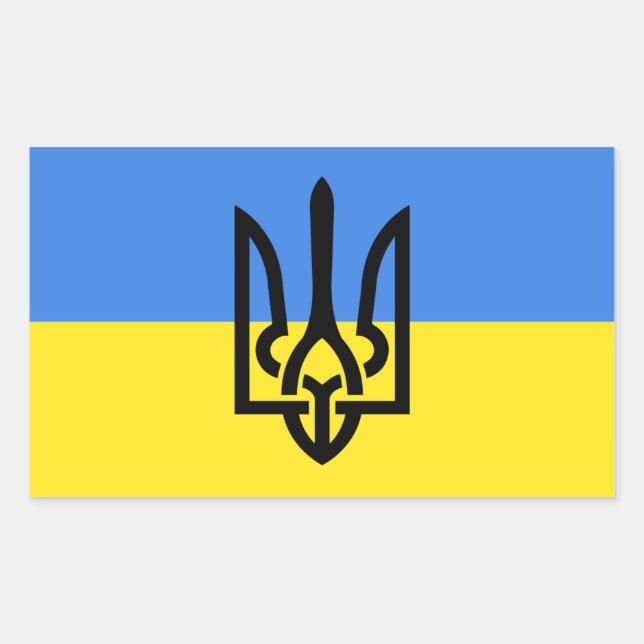 Rectangular Pegatina de apoyo a Ucrania Escudo de armas ucrani (Anverso)