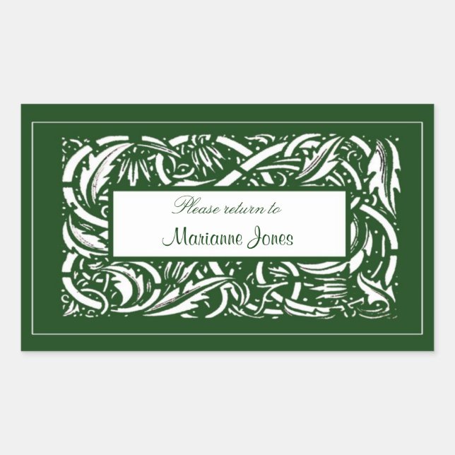 Rectangular Pegatina de Art Nouveau Acanthus Nameplate (Anverso)