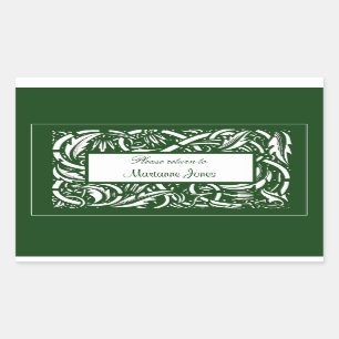Rectangular Pegatina de Art Nouveau Acanthus Nameplate