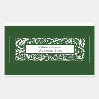 Rectangular Pegatina de Art Nouveau Acanthus Nameplate