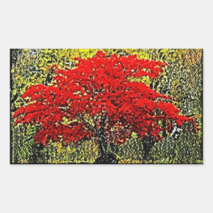 Rectangular Pegatina de arte de pintura de otoño roja #2