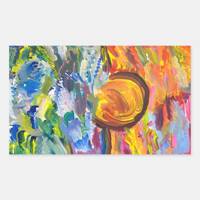 Rectangular Pegatina de atardecer (Anverso)