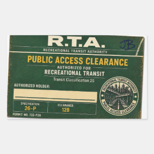 Rectangular Pegatina de autorización de acceso público R.T.A.