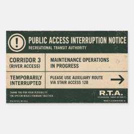 Rectangular Pegatina de Aviso de Interrupción de Acceso Públic