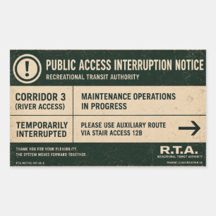 Rectangular Pegatina de Aviso de Interrupción de Acceso Públic