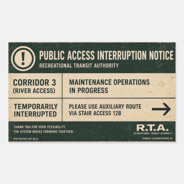 Rectangular Pegatina de Aviso de Interrupción de Acceso Públic (Anverso)
