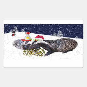 Rectangular Pegatina de Badgers festivos