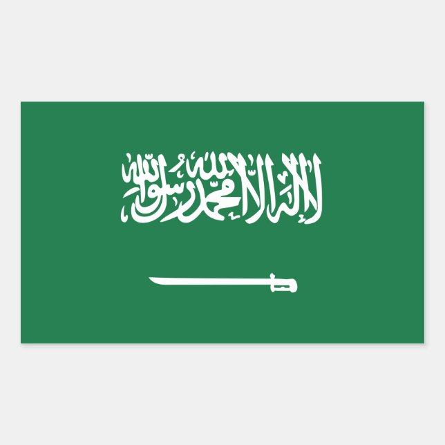 Rectangular Pegatina de Bandera de Arabia Saudita (Anverso)