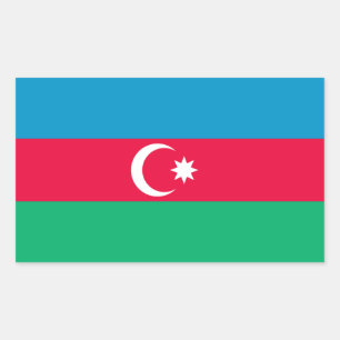 Rectangular Pegatina de bandera de Azerbaiyán