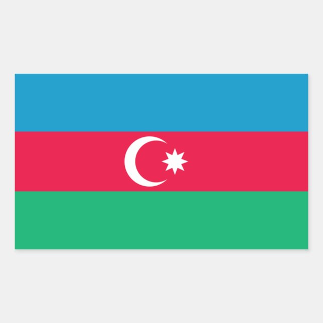 Rectangular Pegatina de bandera de Azerbaiyán (Anverso)
