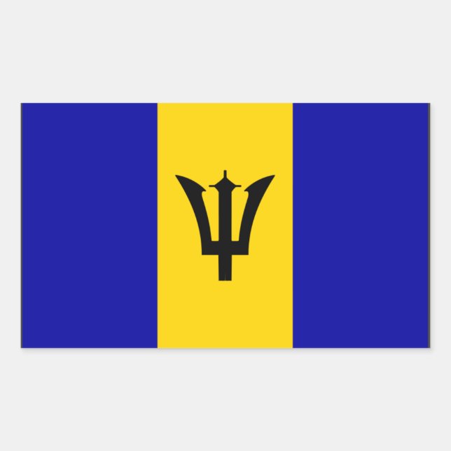 Rectangular Pegatina de bandera de Barbados (Anverso)