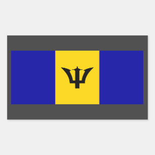 Rectangular Pegatina de bandera de Barbados