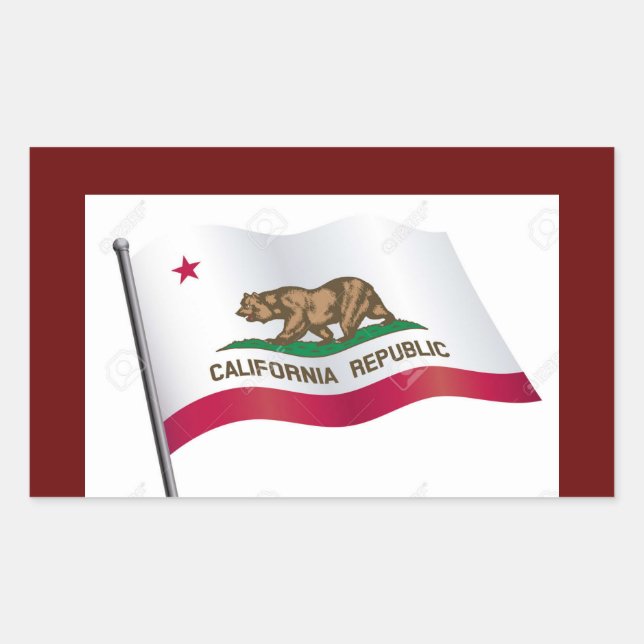 Rectangular Pegatina de Bandera de California (Anverso)