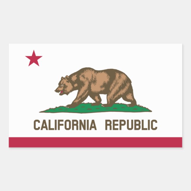 Rectangular Pegatina de bandera de California* (Anverso)